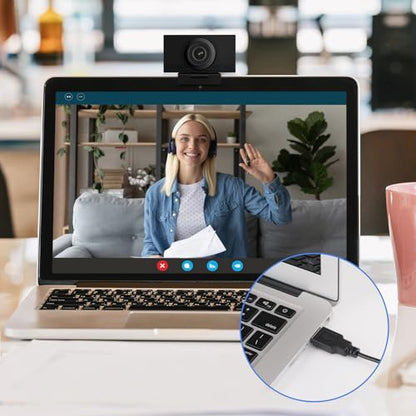 MEGREZ 4K Webcam with Microphone, AutoFocus HD USB C Web Camera with Privacy Cover, Plug & Play Streaming Webcam for Zoom Meetings, Skype, YouTube, Laptop/Desktop/PC