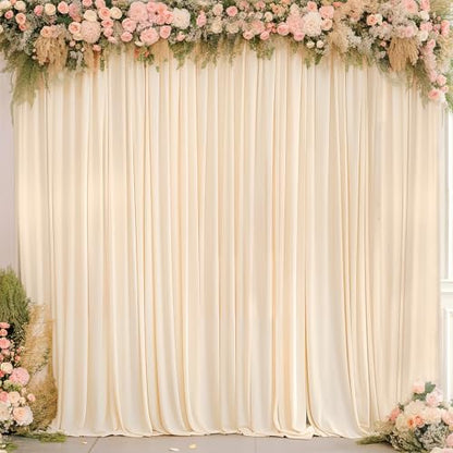 Deep Champagne Backdrop Curtain 2 Panels-Wrinkle-Free Curtains Polyester Photography Drapes for Baby Shower Birthday Party Photo Background Backdrop Stand- 8 X10FT (Champagne) - color: Champagne, size: W4' x H10'(2 panels)