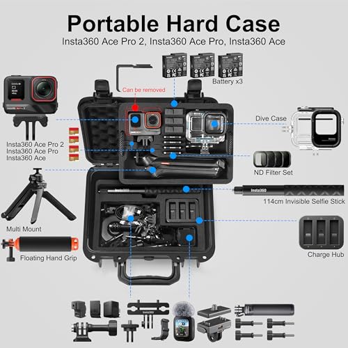 Lekufee Travel Waterproof Hard Case for Insta360 Ace Pro 2, Action Camera, and Accessories(Case Only)