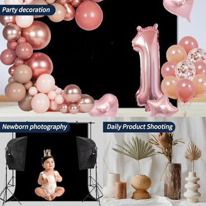 Black Backdrop Virtual Black Background Sheet Fabric Wrinkle Resistance Photo Background for Photo Studio Shooting Props 8x10FT - color: Black, size: 8x10FT