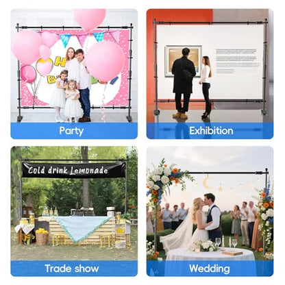 EMART Adjustable Photo Backdrop Banner Stand with 10 X 8ft（W X H） Telescopic Tubes, Suitable for Trade Shows, Professional Photography Booths, and Step and Repeat Background Displays - size: 10 x 8FT