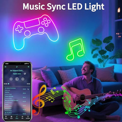 LED Neon Lights，6.6ft USB Powered LED Strip Lights，5V Music Sync Color Changing Rope Light with APP Control，IP65 Waterproof RGB Rope Lights for Bedroom，Cabinet,Kitchen, DIY Lighting - size: 6.6FT