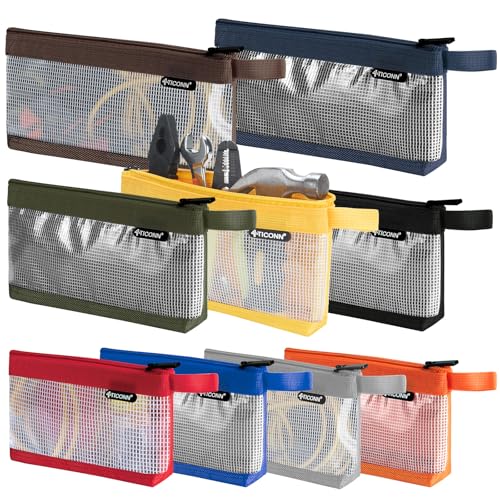 TICONN Tool Pouch, 1680D Oxford Small Tool Bag, Tool Pouches with Zipper, Clear Utility Bag Zipper Pouch for Tool Organizers and Storage (9PK Combo) - size: Clear, 9 Pack Combo