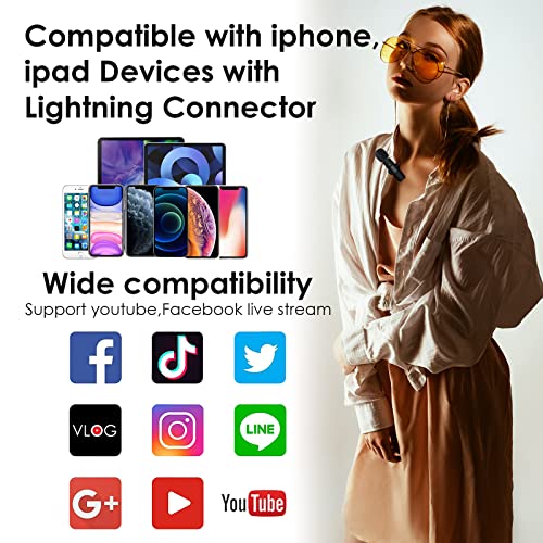 Bulatry Wireless Lavalier Lapel Microphone for iPhone iPad, Bluetooth Mini Clip-on Shirt Phone Mic for Video Recording, TikTok, YouTube, Interview, Podcast