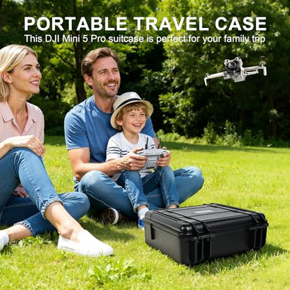 Lekufee Waterproof Hard Carrying Case for DJI Mini 5 Pro Drone, Fly More Combo, DJI RC 2/RC N3, Battery(6 pcs), Charging Hub, and other Accessories(Case Only)