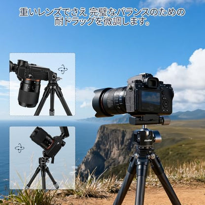 Mini Ball Head with Cold Shoe Mount, 360° Panoramic Tripod Head Aluminum Alloy Camera Mount, Arri-Style Quick Release Plate, 1/4" to 3/8" Screw Adapter for DSLR Mirrorless Camera, Vlog, 170g