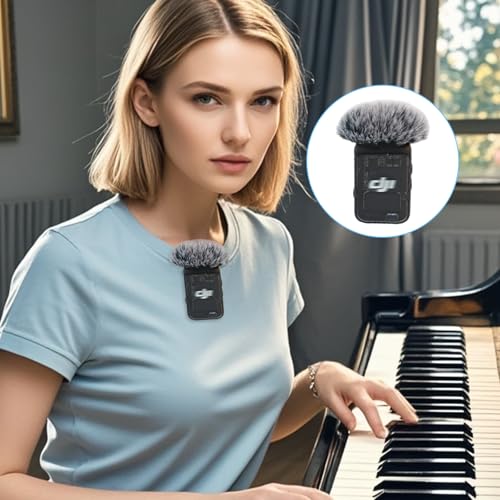 Microphone Windscreen Compatible with DJI MIC 2 (Not for DJI MIC 1) / OSMO POCKET Microphone Furry Wind Muff (2 Packs-Grey) - color: Gray