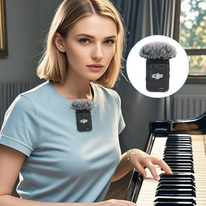 Microphone Windscreen Compatible with DJI MIC 2 (Not for DJI MIC 1) / OSMO POCKET Microphone Furry Wind Muff (2 Packs-Grey) - color: Gray