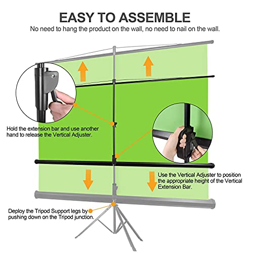 EMART 79 x 71in Green Screen Stand, Professional Chromakey Background with Auto-Locking Frame, Collapsible Portable Backdrop with Adjustable Tripod, Fast Fold Designed for Photography, Stream, Video