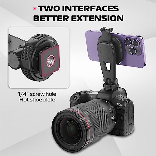 ULANZI Magnetic iPhone Tripod Mount MA23, Magnet Phone Holder Adapter Tripod Attachment Compatible with MagSafe Only for iPhone 12 13 14 15 16 Plus Pro Max All Series | Cold Shoe Mount for Tripod Attachment, Magnet Phone Holder w 360° Rotation 1/4'' Screw