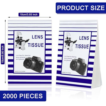500 Pieces Lens Cleaning Paper Tissue and 2 Double Sided Cleaning Cloth-Lens Cleaning Paper for Camera Lenses, Microscopes, Computer Screens, Magnifiers, Glasses, 10 Booklets