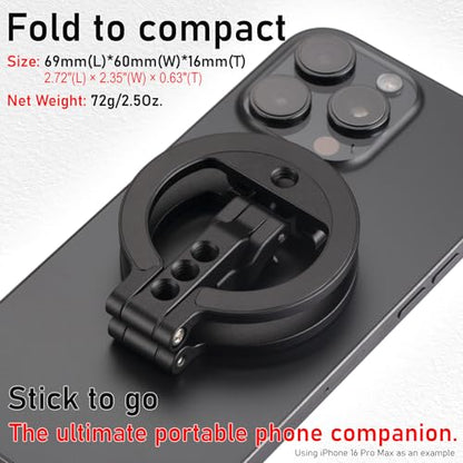 Double Sided Magnetic MagSafe Phone Holder | 360° Adjustable Phone Stand with Cold Shoe & 1/4 Thread Screw, Metal-Attachable Mount for iPhone MagSafe Series, Ideal for Vlog, Selfie & Live Broadcast