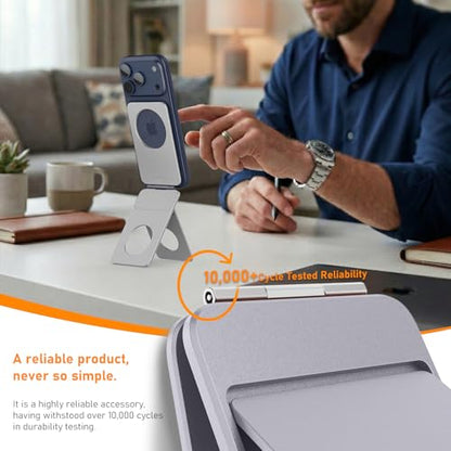 IST IDEA for Magsafe Tripod, Tripod for iPhone Lightweight Aluminum Alloy & Angle Adjustment & Strong Magnets iPhone Tripod Stand Compatible with 17/16/15/14/13/12 (Included Metal Ring) - color: Grey