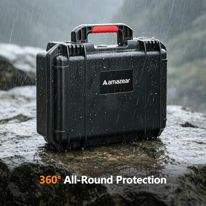 AMAZEAR Waterproof Hard Case Compatible with DJI OSMO Pocket 4, Pocket4 Creator Combo Accessories Dual-Layer Hard Shell Cover Travel Box for Carrying, Protection, Storage, Organization, Black