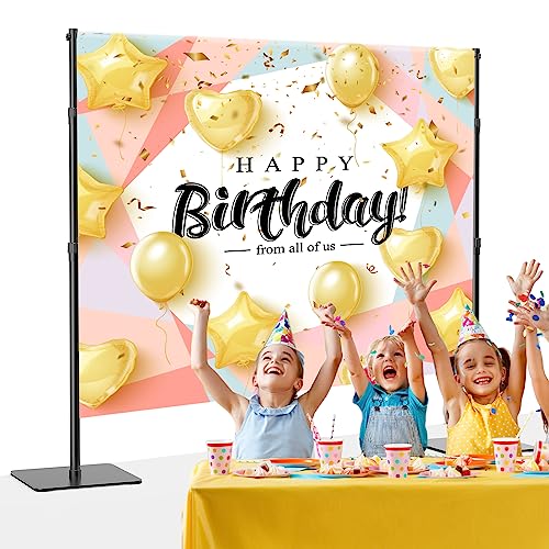 ShowMaven Backdrop Stand, 8x10 ft Adjustable Photo Backdrop Stand Kit, Heavy Duty Backdrop Stand with Steel Base for Photography, Photo Video Studio, Birthday Parties, Wedding (Black) - color: Black