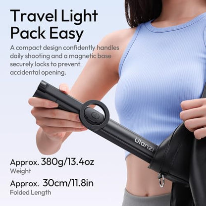ULANZI SK21 71'' Magnetic Phone Tripod Selfie Stick with Auto Open & Lift to Fold, Extendable Camera Tripod Stand w Remote, for MagSafe Mount for iPhone 17 16 15 14 Android Vlog Live Streaming - Black