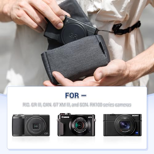 Compact Digital Camera Case Pouch for Canon G7 X G7X Mark III II Ricoh GR IV GR4 HDF Monochrome GR III GR IIIX Sony ZV-1F RX100 VII VA VI V IV III Lumix ZS99 Camera DB-120 Bag with Magnetic Closure