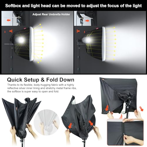 LINCO Lincostore Photo Video Studio Light Kit AM169 PRO - Including 3 Color Backdrops (Black/White/Green) Background Screen (8.5x10ft Background Frame with 10x12ft Backdrop)