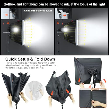 LINCO Lincostore Photo Video Studio Light Kit AM169 PRO - Including 3 Color Backdrops (Black/White/Green) Background Screen (8.5x10ft Background Frame with 10x12ft Backdrop)