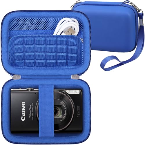 RAIALL Carrying Case for Canon PowerShot ELPH 360 HS A/IXY 650/ Canon IXUS 285 HS/Sony DSCW830/ CAMKORY/VAHOIALD Digital Camera, Vlogging Camera Travel Bag, Mesh Pocket for Batteries, Blue - color: Blue