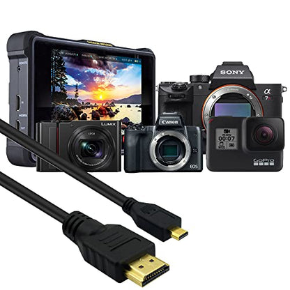 CBUS 5ft HDMI to Micro HDMI Cable for GoPro Hero, Canon EOS M50 M5 M6 M100, Panasonic LUMIX ZS200 G85 GX850 FZ80 ZS70 LX10 GX85 FZ300 G7 GX8 GX9 ZS100, Sony a6400 a6300 RX0 a9, a7 III, a7R III, a7S II - size: 5 Feet