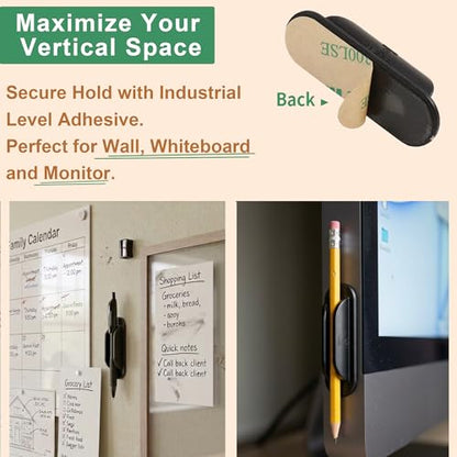 Tiizze 10 Pack Adhesive Pencil Holder for Desk, Silicone Pen Holder for Wall, Clipboard & Laptop with 15 Upgraded Sticky Pads, Rugged Grip Pencil Holders for Classroom Teacher Essentials (Black) - color: Black
