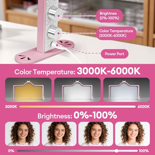 Arch Half Moon Light - Nail Lamp for Desk Foldable Nail Tech Light | Professional 34 inch 420 LED Beads Adjustable Brightness 3 Color Temperature for Manicure Crafting (Rose) - color: Rose