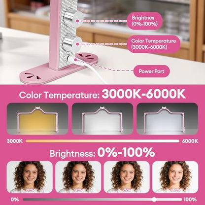 Arch Half Moon Light - Nail Lamp for Desk Foldable Nail Tech Light | Professional 34 inch 420 LED Beads Adjustable Brightness 3 Color Temperature for Manicure Crafting (Rose) - color: Rose