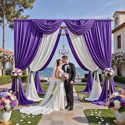 10ftx12ft Wrinkle Free Purple Backdrop Curtain,2 Panels 12FT Height Wedding Backdrop Drapes,Silky Polyester Back Drop Cloth for Birthday Photography Background Party Backdrop Draping - color: Purple, size: (W)5ft x (H)12ft (2 Panel)