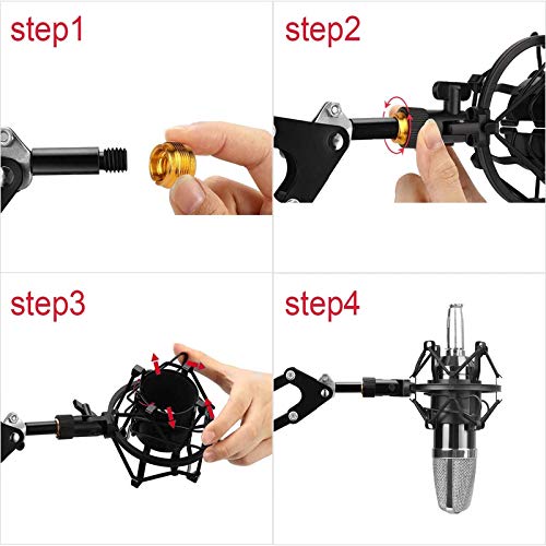 Miwayer Universal Microphone Shock Mount,Most Advanced Cobweb Anti-Vibration Structure Compatible with 1.6-1.8"(42-47mm) Large Diameter Condenser Mics, Like CAD U37 USB GLX220 NW-700 MXL770 V250 - size: 1.6-1.8"(42-47mm) Black
