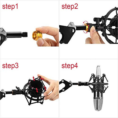 Miwayer Universal Microphone Shock Mount,Most Advanced Cobweb Anti-Vibration Structure Compatible with 1.6-1.8"(42-47mm) Large Diameter Condenser Mics, Like CAD U37 USB GLX220 NW-700 MXL770 V250 - size: 1.6-1.8"(42-47mm) Black