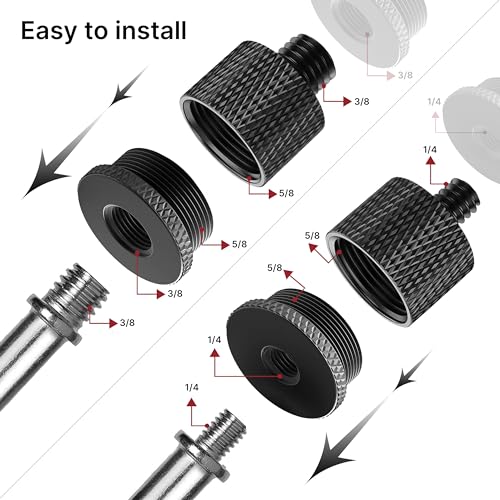 IXTECH Mic Stand Adapter Set 8 pieces Metal Microphone Stand Screw Thread Adapter 5/8 Female to 3/8 Male 3/8 Female to 5/8 Male 5/8 Female to 1/4 Male 1/4 Female to 5/8 Male Tripod Adapter - color: 7 ADAPTER