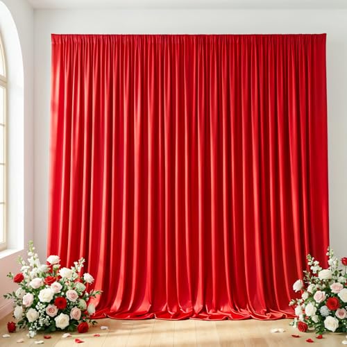 Red Backdrop Curtain - 20x10FT Back Drop Curtains for Parties Wrinkle-Free Soft Polyester Photo Backdrop Wedding Decorations Photoground Backdrop Stain-Resistant for Back Drop Stand, 4 Panels - color: Red, size: 20 ft x 10 ft(4 panels)