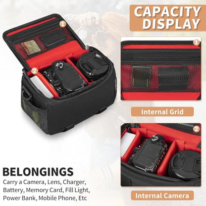 Camera Carrying Bag, Anti-Shock Camera Case Bag with Water-resistant Rain Cover Compatible for Canon EOS R50 M50 Powershot SX540 SX70, Nikon Coolpix L340 B700 P610, Panasonic LUMIX, Sony a6100 a6400 - color: Black, size: Small
