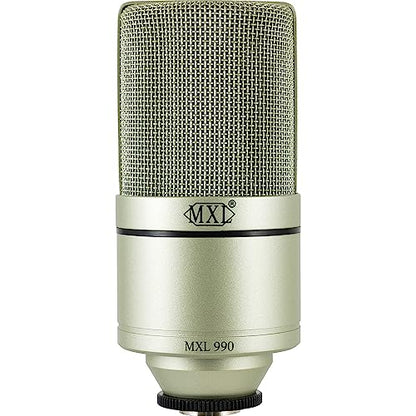 MXL 990 Condenser Microphone for Podcasting, Singing, Home Studio Recording, Gaming & Streaming | Detailed Sound | XLR | Large Diaphragm (Champagne) - style: MXL 990