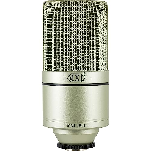 MXL 990 Condenser Microphone for Podcasting, Singing, Home Studio Recording, Gaming & Streaming | Detailed Sound | XLR | Large Diaphragm (Champagne) - style: MXL 990