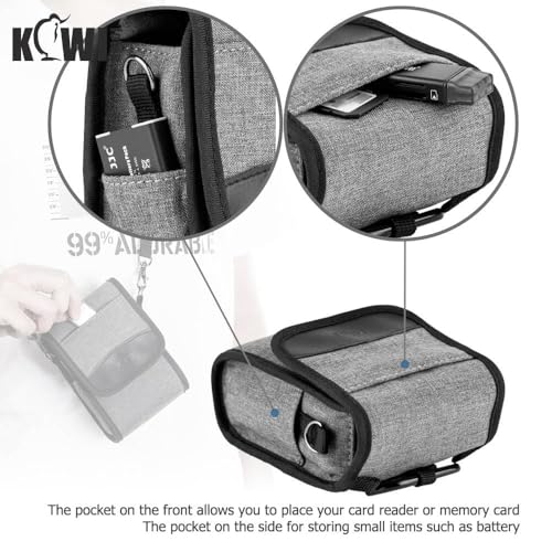 KIWIFOTOS Compact Camera Case Travel Pouch for Lumix ZS99 Sony RX100 VI ZV-1 II ZV-1F Ricoh GR IV III Canon SX740 G7XIII GR IIIx TG-6 TG-5 Kodak H35N FZ45 FZ55 Camera Bag - color: Digital Camera Case Gray