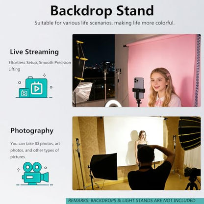 MagicLine Photography Backdrop 1 Roller Support System, 10ft/3m Stainless Steel Crossbars Manual Backdrop Stand,Wall/Ceiling/Light Stand Mount Background Holder for Home & Studio (Stability)