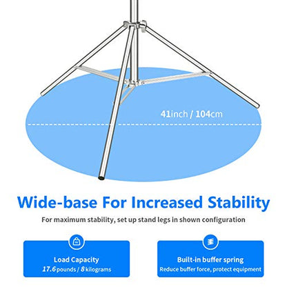 NEEWER 118"/3m Stainless Steel Light Stand, Spring Cushioned Heavy Duty Photography Tripod with 1/4" to 3/8" Universal Screw Adapter for Strobe, LED Video Light, Ringlight, Monolight, Softbox - style: ST-300SS
