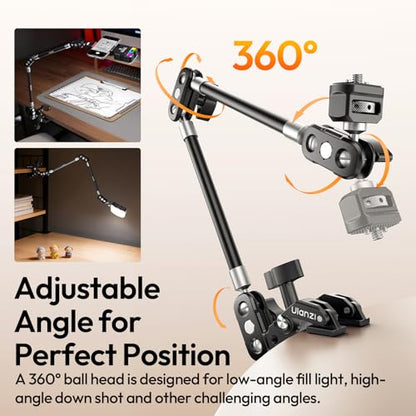 ULANZI CO78 22" Magic Arm with Super Clamp Desk C Clamp, 1kg Load Articulating Arm, Overhead Phone Mount Holder for Compact Camera, Action Camera, Small Video Light, Cell Phone,Monitors