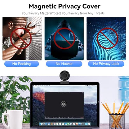 2K Webcam for pc with AI,Web Camera/8X Digital Zoom Computer Camera with USB 3.0/HDR/Dual Noise-Cancelling Mics，Zoom/Teams/Skype/Facetime/Meeting - size: 2K webcam