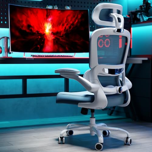 TRALT Office Chair Ergonomic Desk Chair, 330 LBS Home Mesh Office Desk Chairs with Wheels, Comfortable Gaming Chairs (1, Sky Blue) - color: Sky Blue
