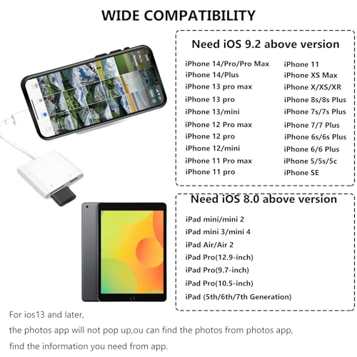 Lightning to USB Camera Adapter with Charging Port for iPhone Portable USB 3.0 Female OTG Cable for iPad to Connect Card Reader USB Flash Drive U Disk Microphone Keyboard Mouse Hubs Midi - size: (USB + Charging Port) to Lightning