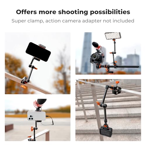 K&F CONCEPT 11" Magic Arm 1/4" Screw 360° Ball Heads Articulating Friction Camera Arm Mount for Monitor, LED Light, Webcam, Microphone, Camera Cage - size: 11 Inch