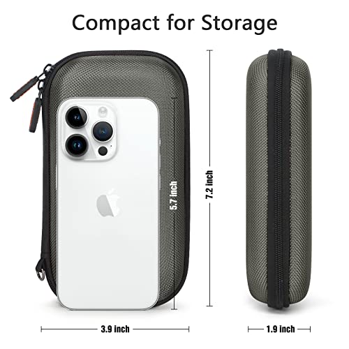 Dustproof Carrying Case Electronic Accessories Cable Organizer - Portable Small Travel Charger Case Power Bank Phone Pouch - Double Zippers Wallet Hard EVA Storage Carry Bag - Silver Grey