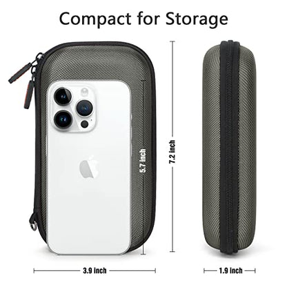 Dustproof Carrying Case Electronic Accessories Cable Organizer - Portable Small Travel Charger Case Power Bank Phone Pouch - Double Zippers Wallet Hard EVA Storage Carry Bag - Silver Grey