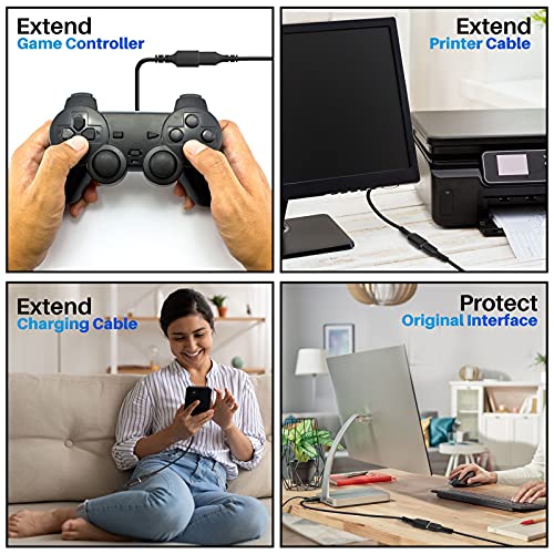 3 Pack USB 3.0 Extension Cable 4 Feet, USB A Male to Female Extender Cord, 5Gbps Data Transfer for Webcam, Printer, Keyboard, Mouse, Flash Drive, Hard Drive, Controller, Black Cable with 5 Cable Ties - size: 4 Feet (3 Pack)