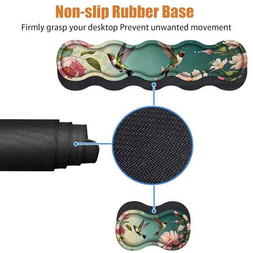 4 in 1 Ergonomic Keyboard Wrist Rest & Mouse Pad Wrist Rest Set, Large XXL Gaming Desk Mat 31.5"x 11.8" with Non-Slip Base, Memory Foam for Home Office Study Gaming, Hummingbird Flowers - color: Hummingbird Flowers