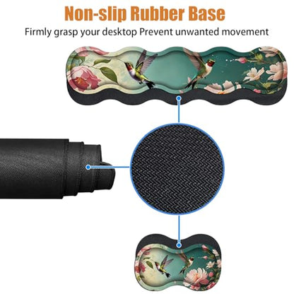 4 in 1 Ergonomic Keyboard Wrist Rest & Mouse Pad Wrist Rest Set, Large XXL Gaming Desk Mat 31.5"x 11.8" with Non-Slip Base, Memory Foam for Home Office Study Gaming, Hummingbird Flowers - color: Hummingbird Flowers