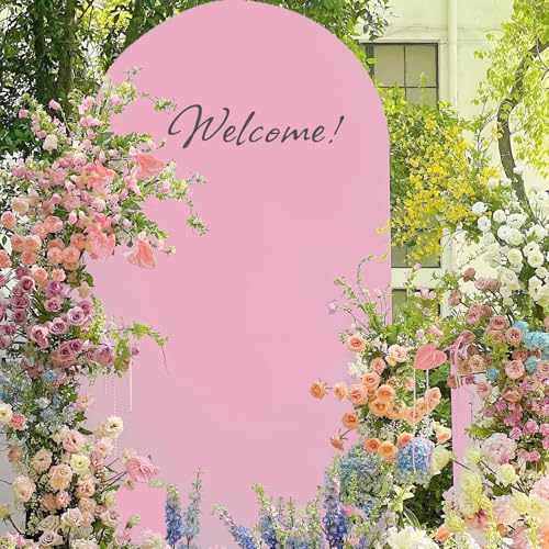 Toolterritary Metal Arch Backdrop Stand and Cover Set, 8FT, 7.2FT Party Backdrop, Easy to Assemble, Backdrop Stand for Parties, Birthday, Baby Shower - color: Pink, size: 8ft,7.2ft
